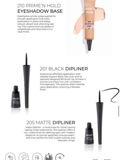 210PRIME'N EYESHADOW BASE 201 BLACK DIPLINER 205 MATTE DIPLINER